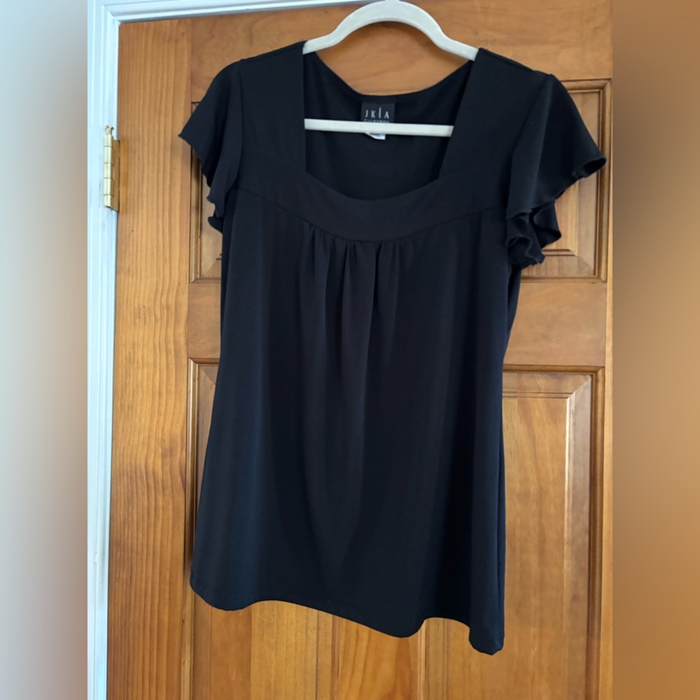 Elegant Black Ruffle Sleeve size M Blouse